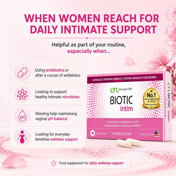 LYL BIOTIC Intim – Women’s Intimate Health Probiotic, 12B CFU, 15 Capsules