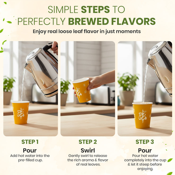 Herbal Tea Prefilled Smart Cup (12 Flavor)- Authentic, Loose-Leaf -Eco-Friendly, & Easy Brewing