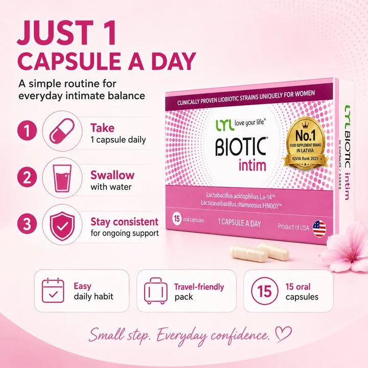 LYL BIOTIC Intim – Women’s Intimate Health Probiotic, 12B CFU, 15 Capsules