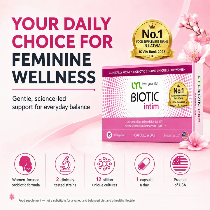 LYL BIOTIC Intim – Women’s Intimate Health Probiotic, 12B CFU, 15 Capsules