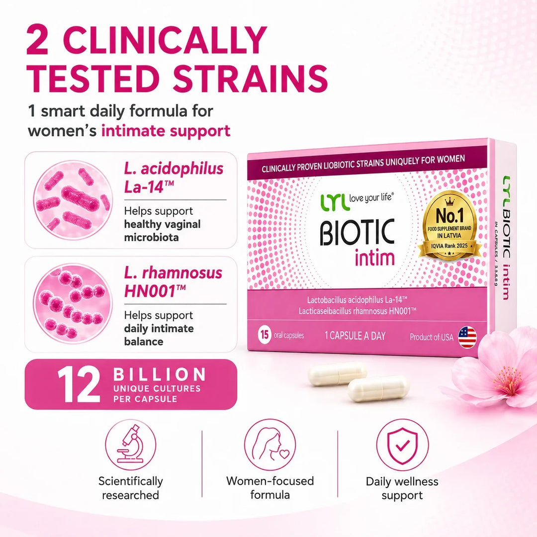 LYL BIOTIC Intim – Women’s Intimate Health Probiotic, 12B CFU, 15 Capsules