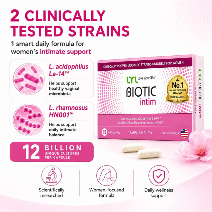 LYL BIOTIC Intim – Women’s Intimate Health Probiotic, 12B CFU, 15 Capsules