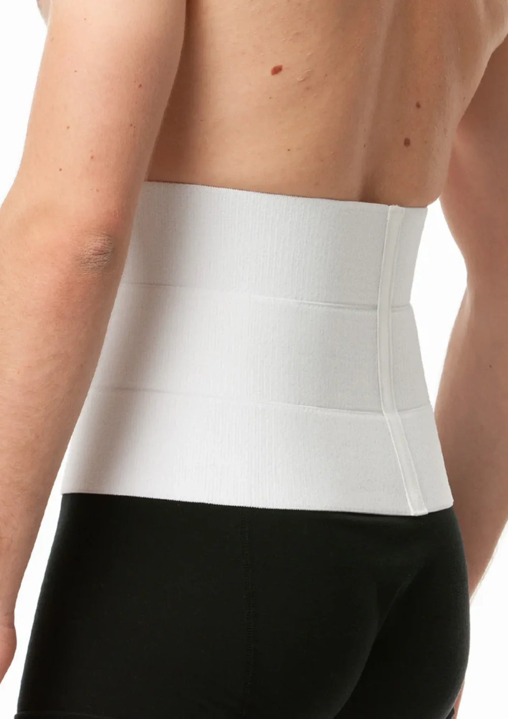 Abdominal Binder 01M white medical compression belt worn on waist and lower back