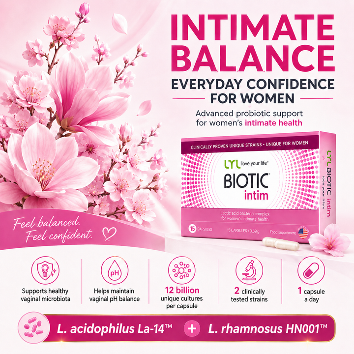 LYL BIOTIC Intim – Women’s Intimate Health Probiotic, 12B CFU, 15 Capsules