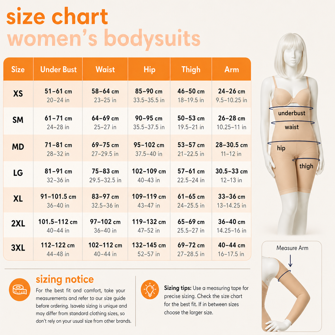 Premium ISAVELA USA High Back No Bra Open BBL Below Knee Compression (BE15BK)