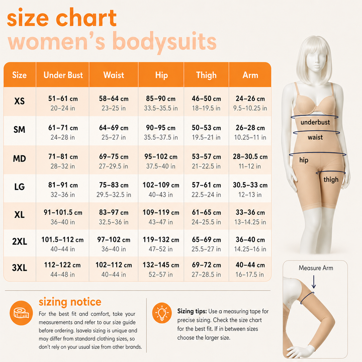 Premium ISAVELA USA High Back No Bra Open BBL Below Knee Compression (BE15BK)