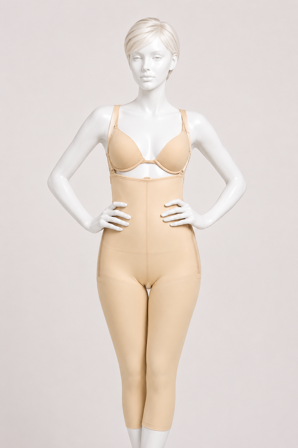 Premium ISAVELA USA Compression Bodysuit No Bra Below Knee with Suspender -BS05