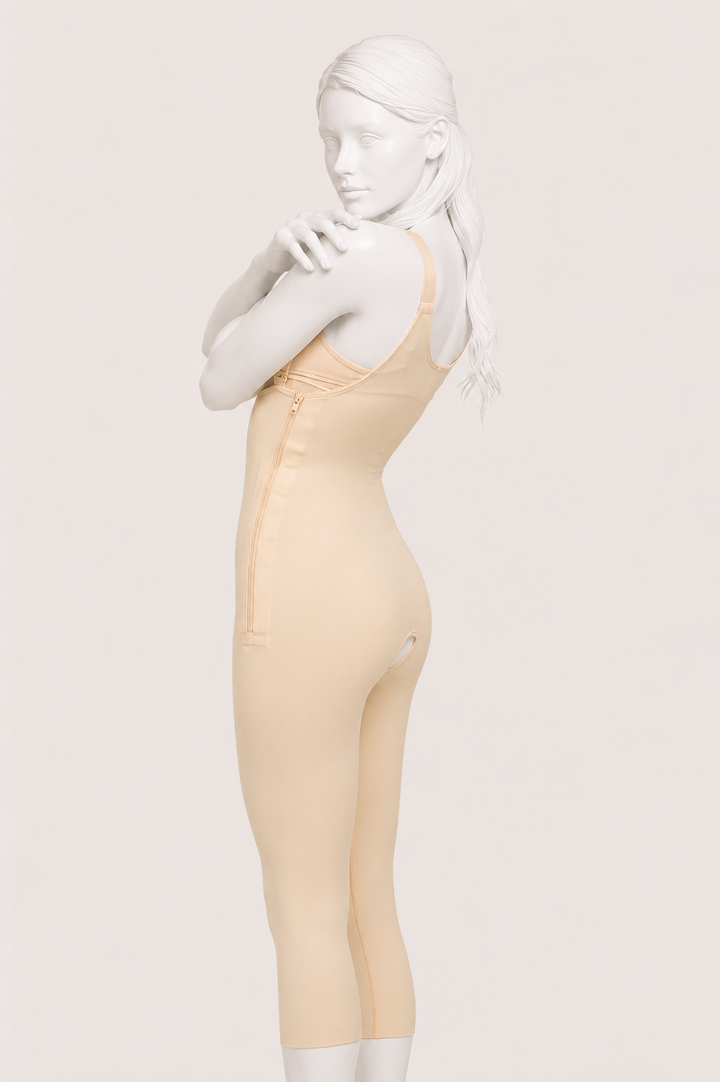 Premium ISAVELA USA Compression Bodysuit No Bra Below Knee with Suspender -BS05